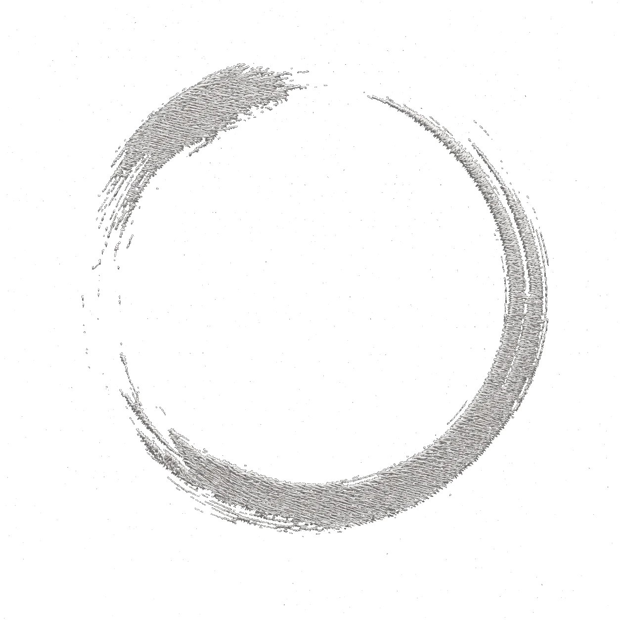 The ensō: a large, deliberately incomplete circle in glossy satin white